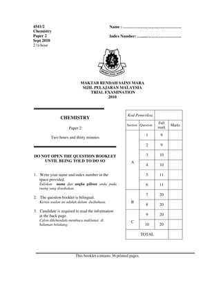 Chemistry 2 2010 Mrsm