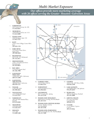 Multi-Market Exposure
        Our offices provide more marketing coverage
with 26 offices serving the Greater Houston–Galveston Areas




                                                         7
 