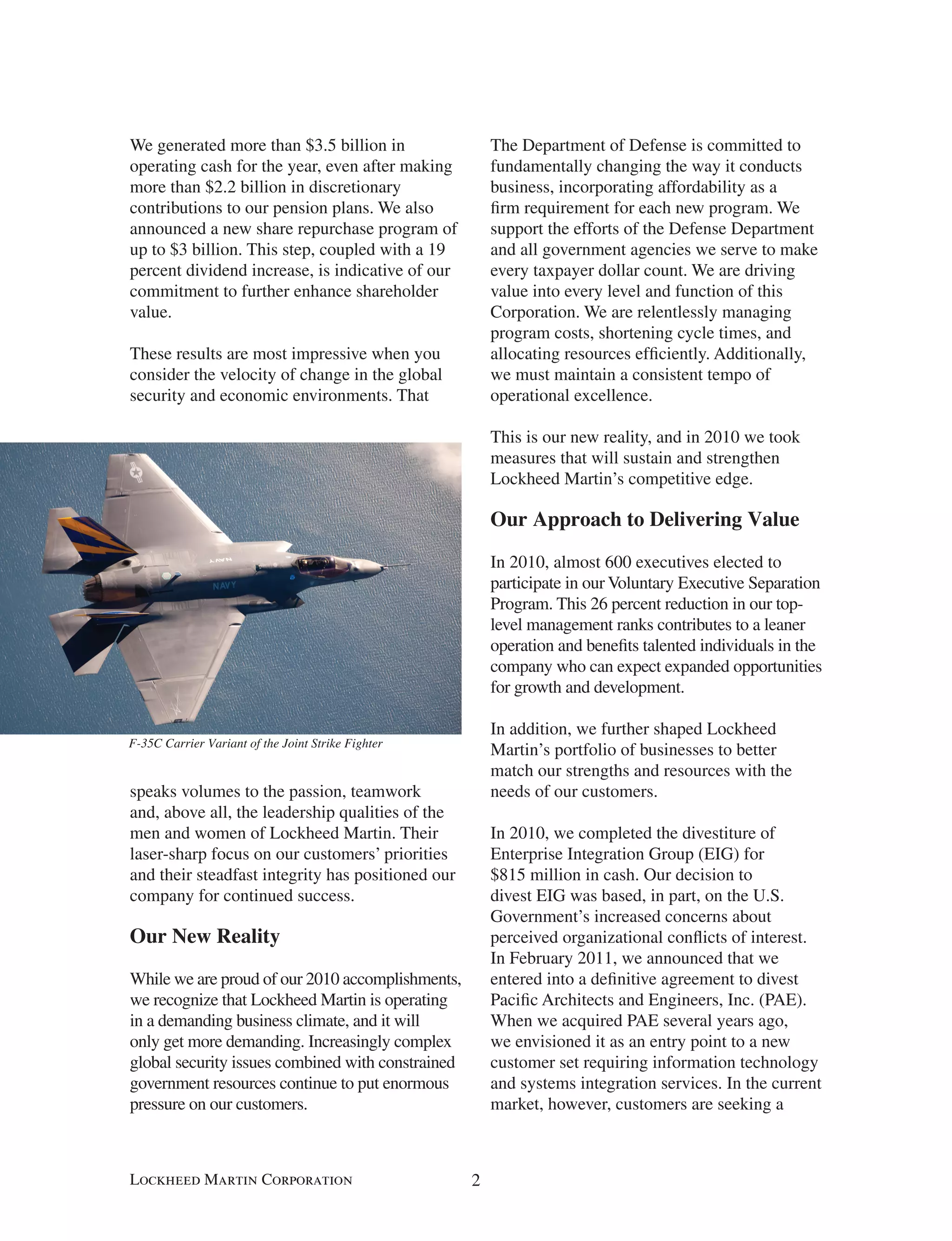 2010 Lockheed Martin Annual Report
