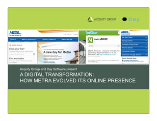 Acquity Group and Day Software present
A DIGITAL TRANSFORMATION:
HOW METRA EVOLVED ITS ONLINE PRESENCE
 