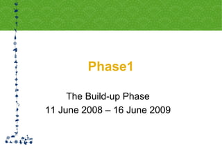 Phase1 The Build-up Phase 11 June 2008 – 16 June 2009 