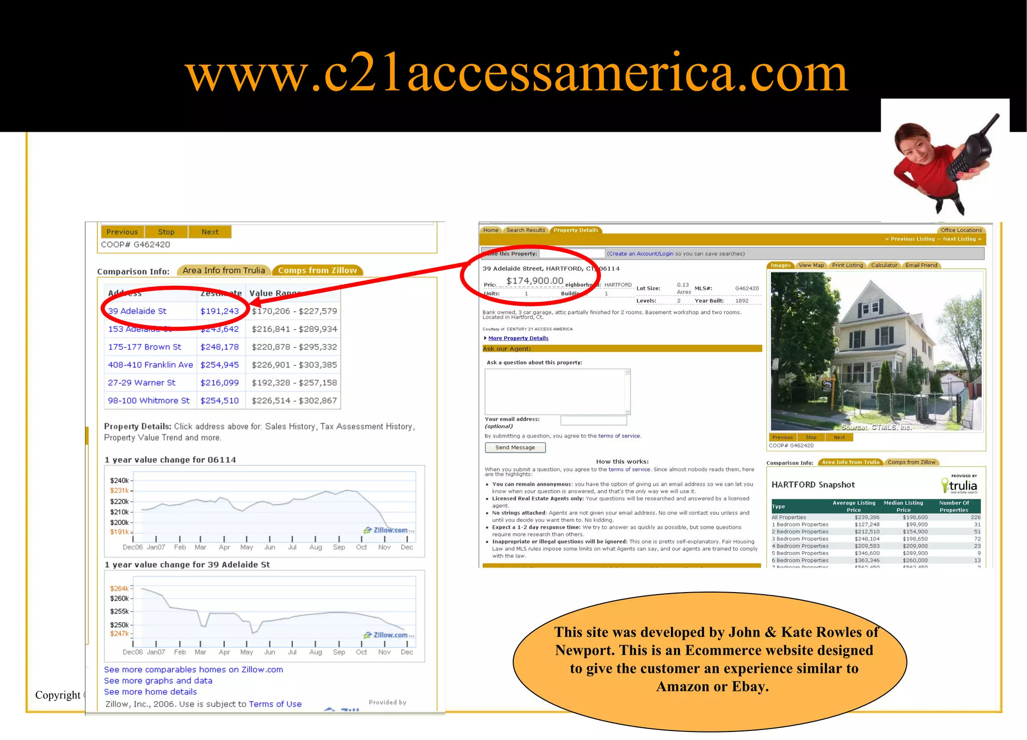 This site was developed by John & Kate Rowles of Newport. This is an Ecommerce website designed to give the customer an experience similar to Amazon or Ebay.   www.c21accessamerica.com 