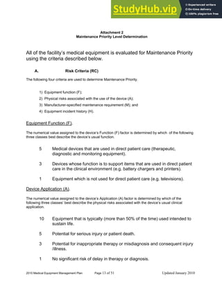 2010 Medical Equipment Management Plan Medical Equipment Management ...