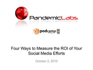 Four Ways to Measure the ROI of Your Social Media Efforts October 2, 2010 