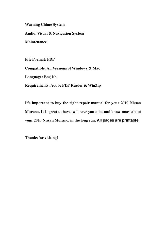 2010 nissan murano service repair manual download