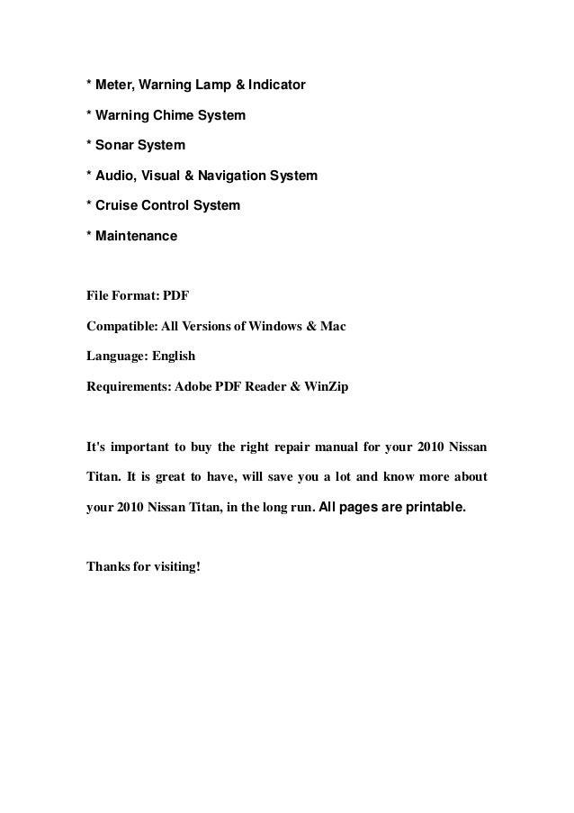 2010 nissan titan owners manual Nissan titan repair manual | ebay.