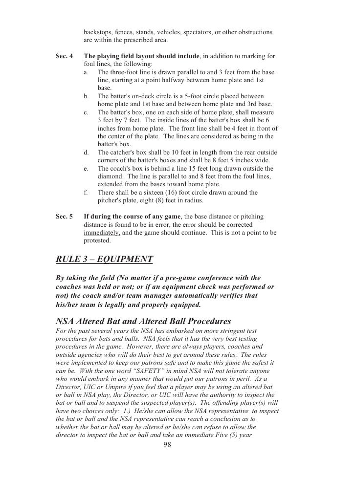 2010 Nsa Fast Pitch Rule Book
