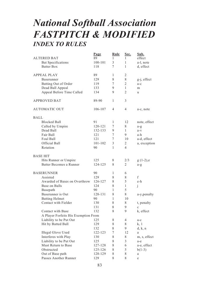 2010 Nsa Fast Pitch Rule Book