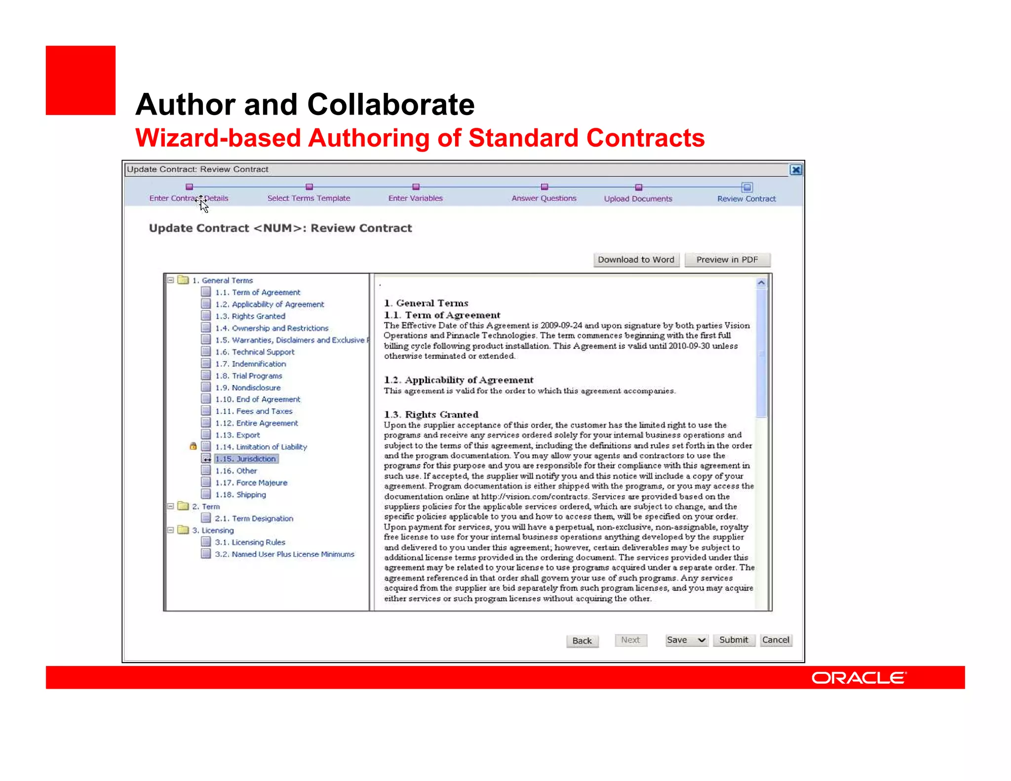 Author and Collaborate
Wizard-based Authoring of Standard Contracts
 