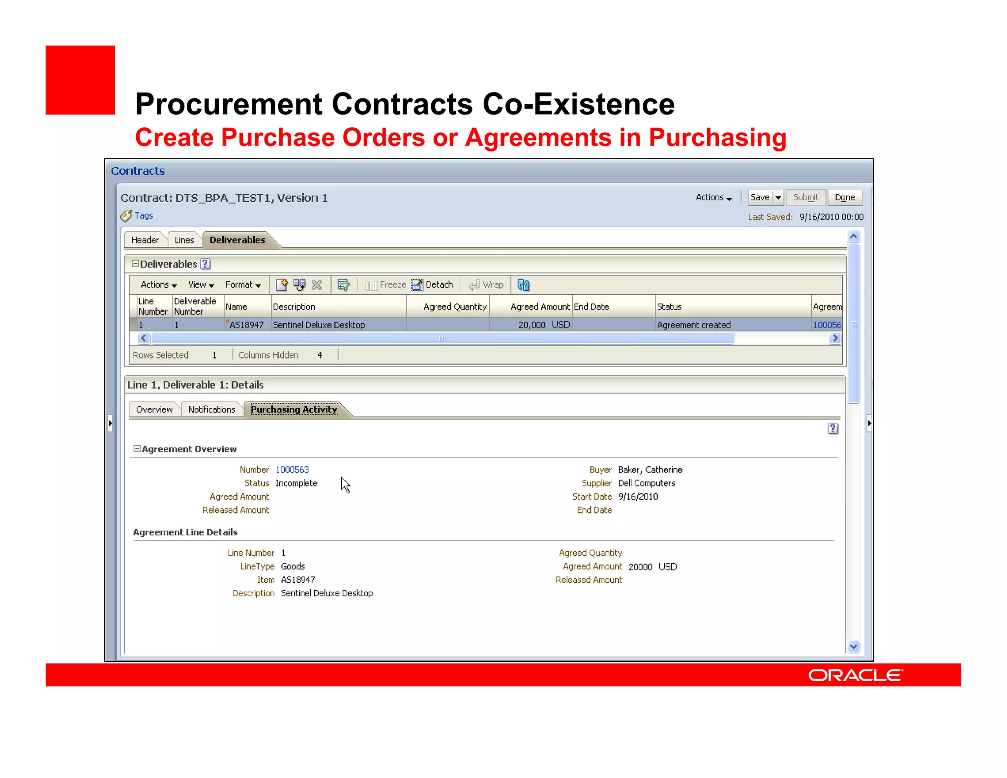 Procurement Contracts Co-Existence
Create Purchase Orders or Agreements in Purchasing
 