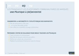 01            02             03        04
     Les Français et les plateformes communautaires de marques :
       une Prat...