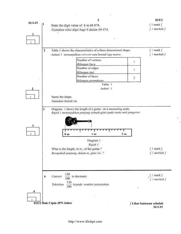 Soalan Matematik Upsr Topikal - Malacca w Soalan Matematik Upsr Topikal - Malacca w