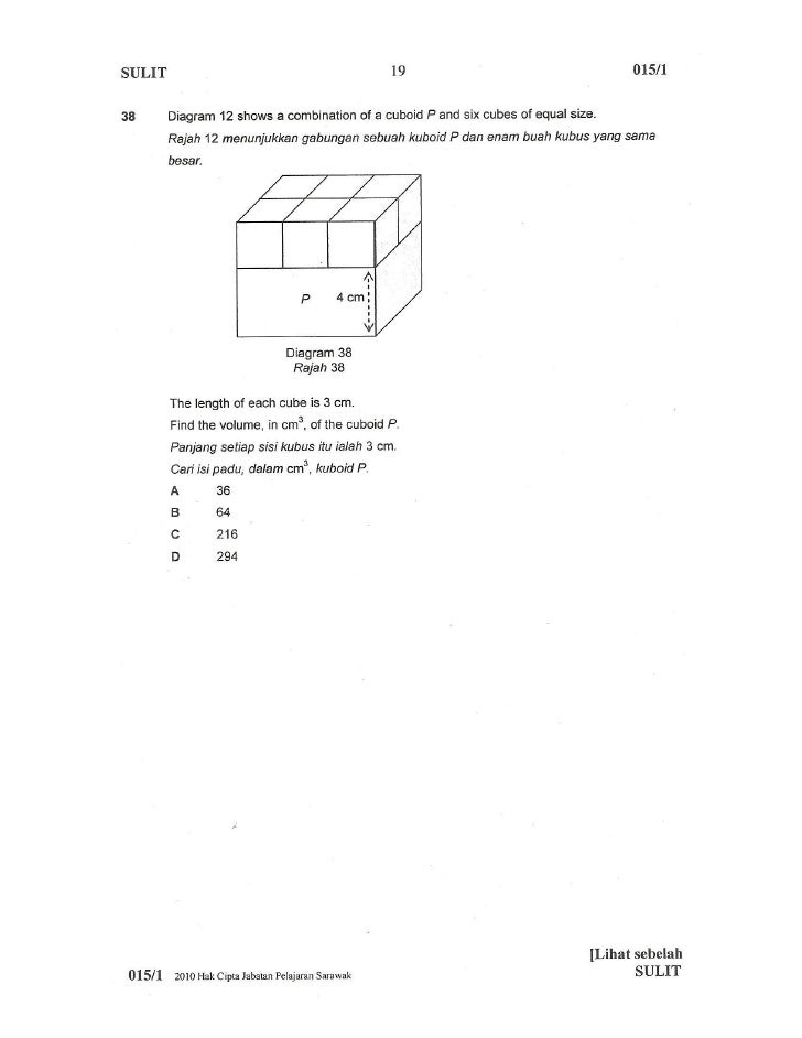 Soalan Percubaan UPSR Matematik_maths paper 1