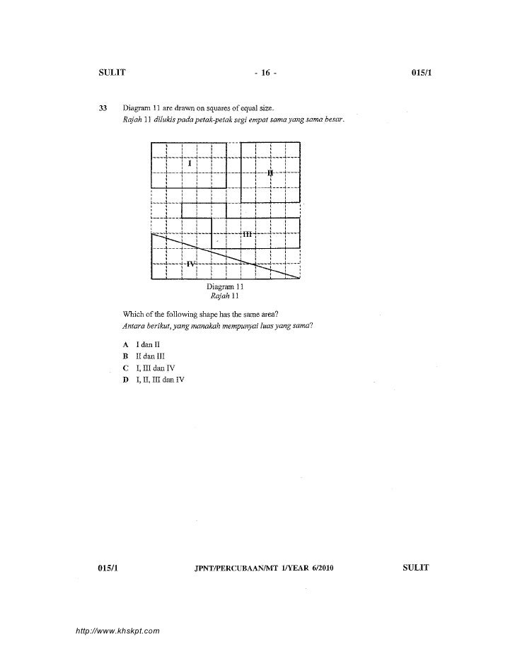 Soalan Percubaan UPSR Matematik