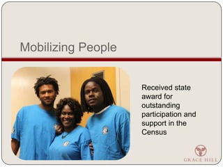 Mobilizing PeopleReceived state award for outstanding participation and support in the Census  