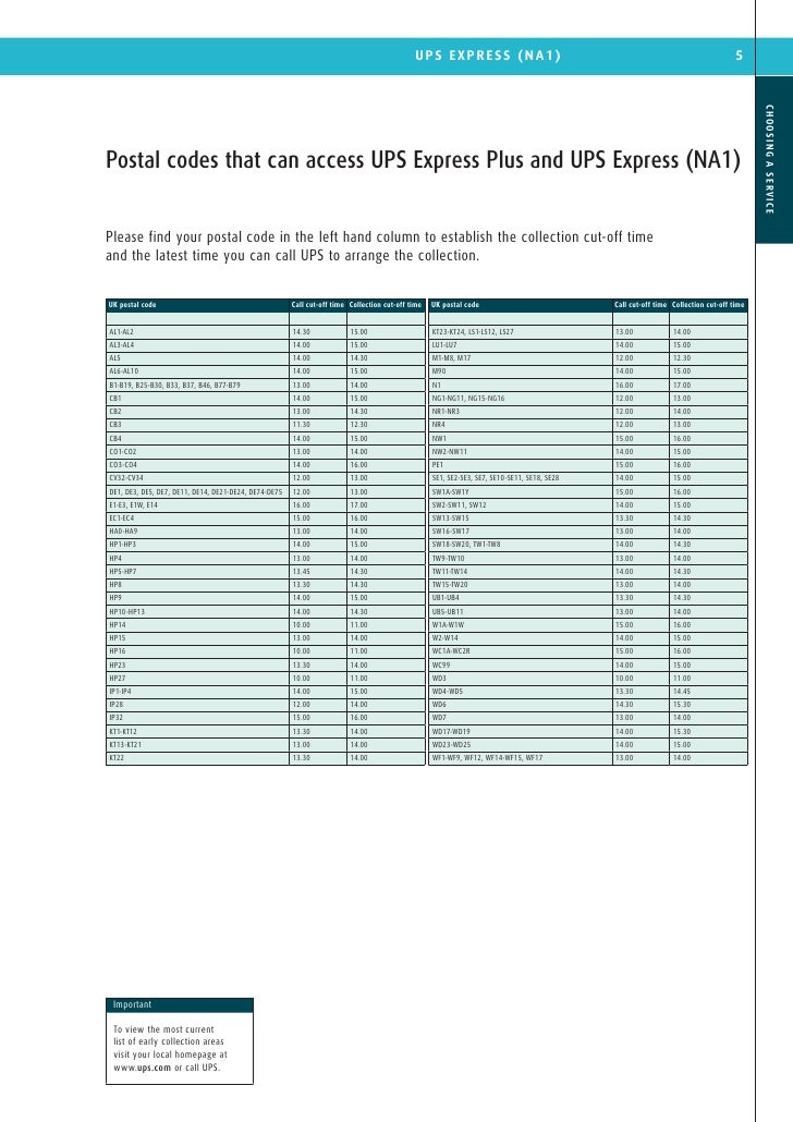 2010 UPS UK service and tariff guide