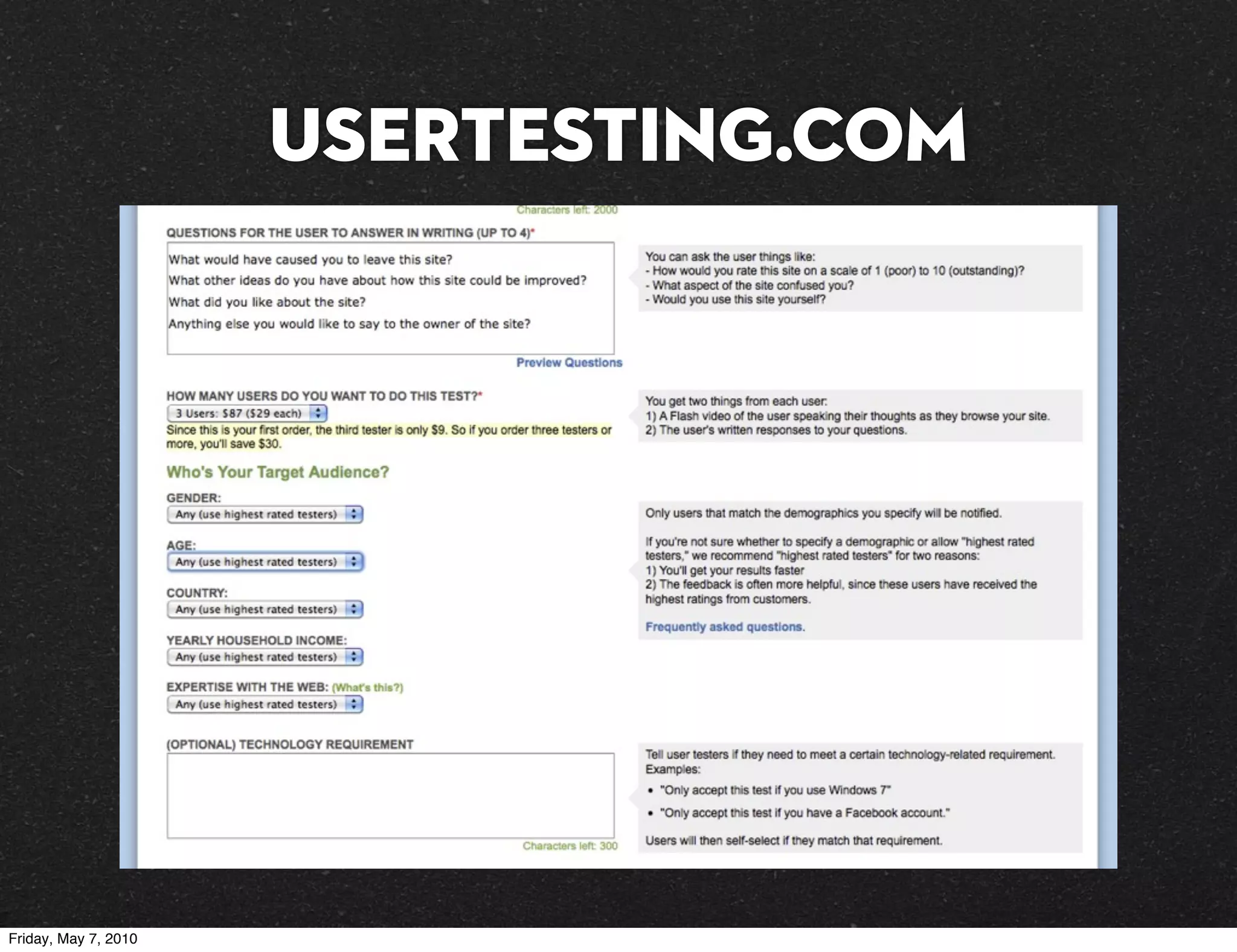UserTesting.com




Friday, May 7, 2010
 