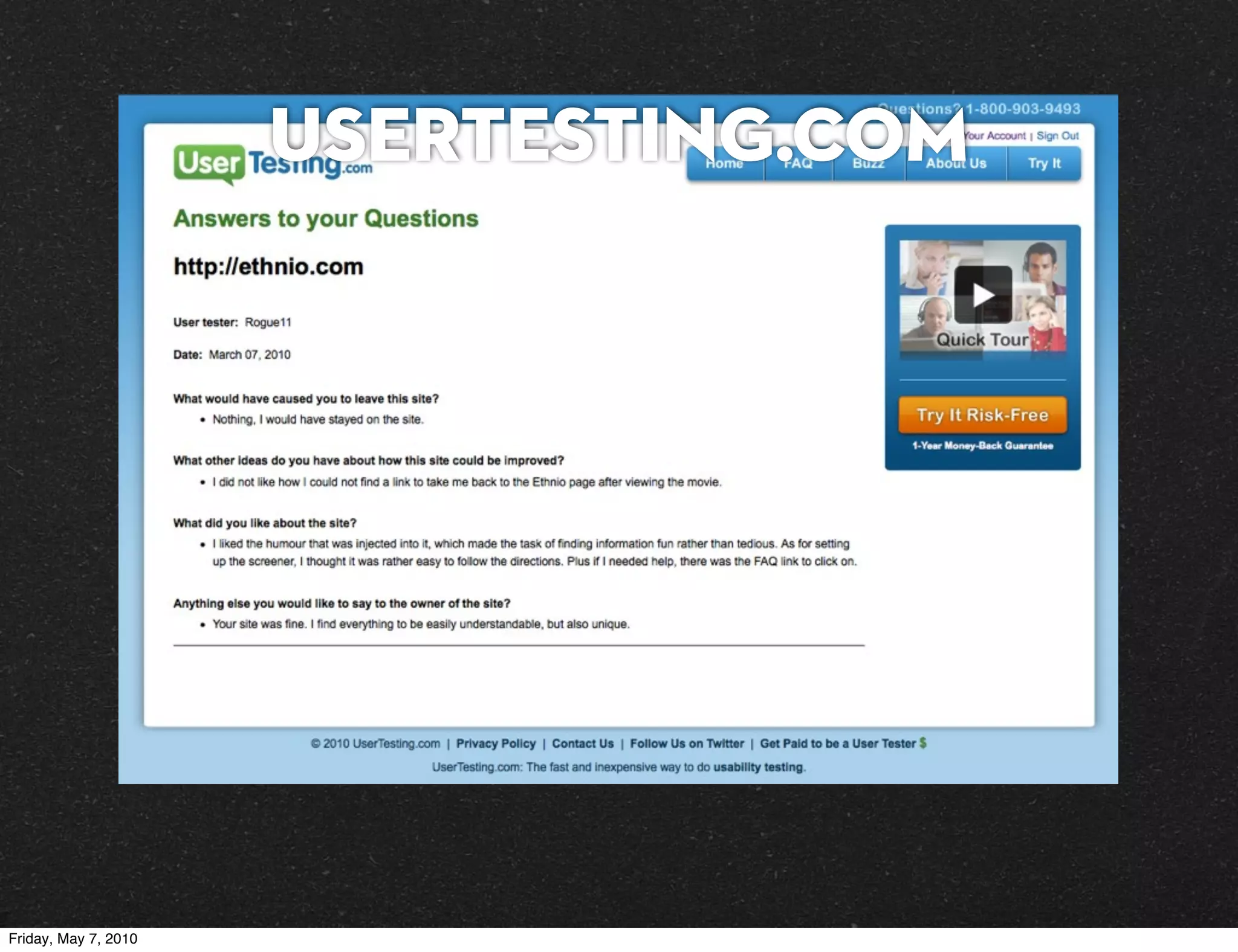 UserTesting.com




Friday, May 7, 2010
 