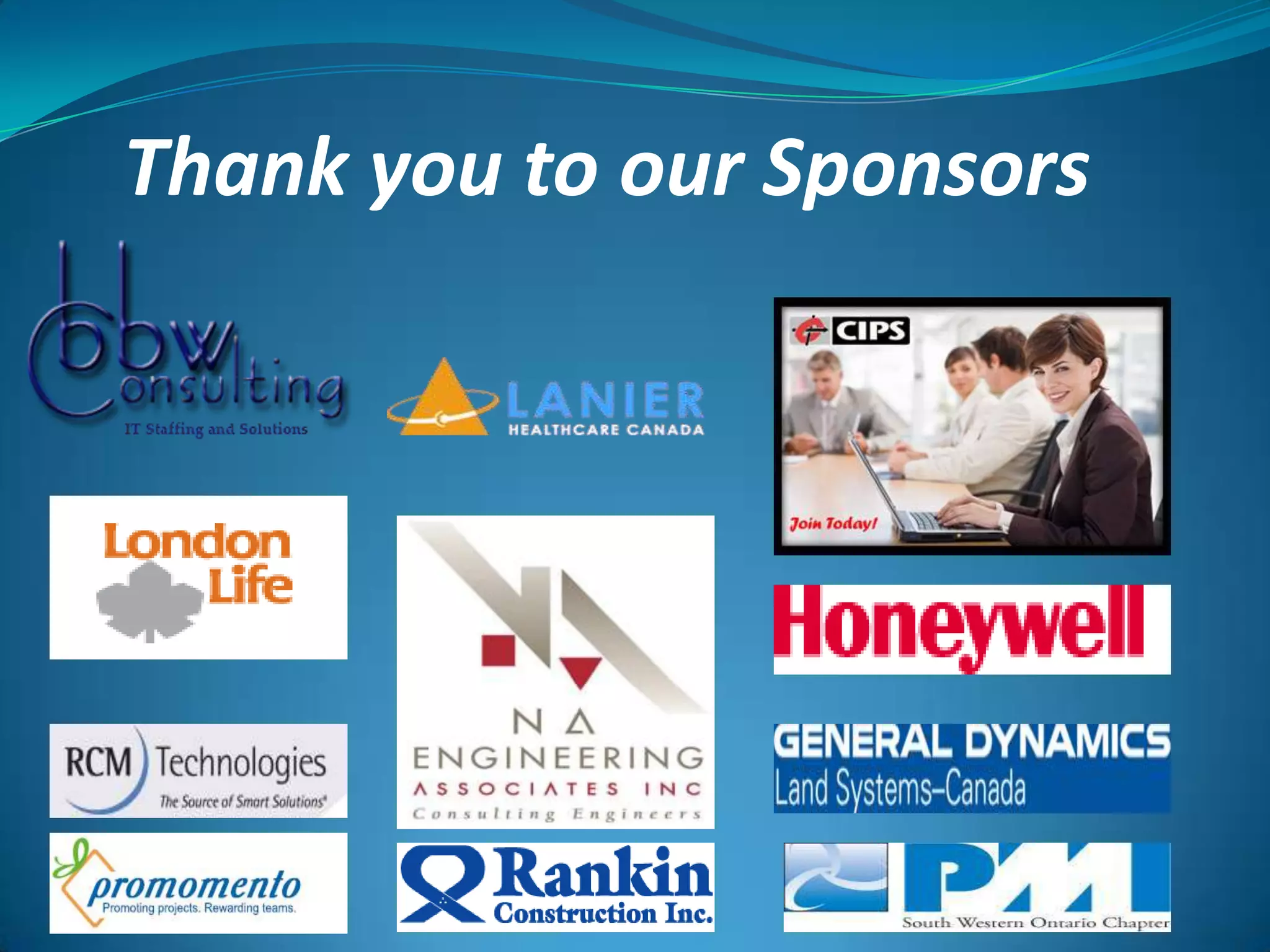   Thank you to our Sponsors
