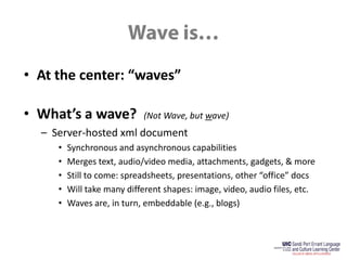 Wave is…At the center: “waves”