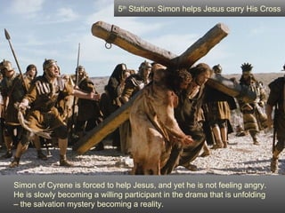 5th Station: Simon helps Jesus carry His Cross




Simon of Cyrene is forced to help Jesus, and yet he is not feeling angry.
He is slowly becoming a willing participant in the drama that is unfolding
– the salvation mystery becoming a reality.
 