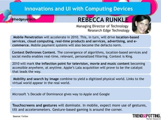 Innovations and UI with Computing Devices
@hedgeyetech                               REBECCA RUNKLE
                      ...