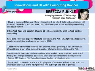 Innovations and UI with Computing Devices
@hedgeyetech                                REBECCA RUNKLE
                     ...