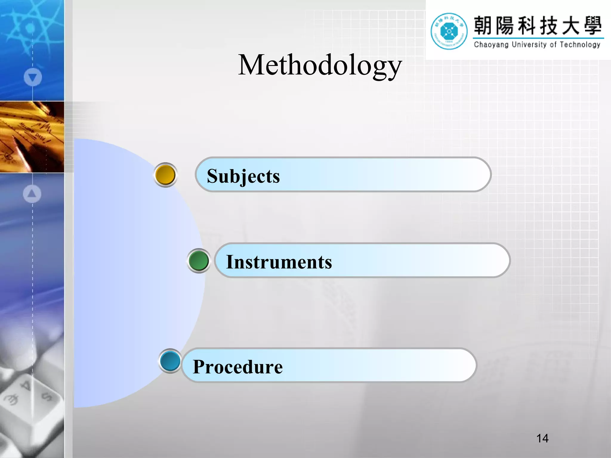 Methodology Subjects Instruments Procedure 