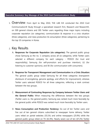 Executive Summary: Key Message of the 2010 Cool Communication® Study



   1.   Overview:        From April to May 2010, T...