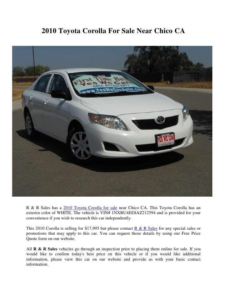 2010 Toyota Corolla For Sale Near Chico CA