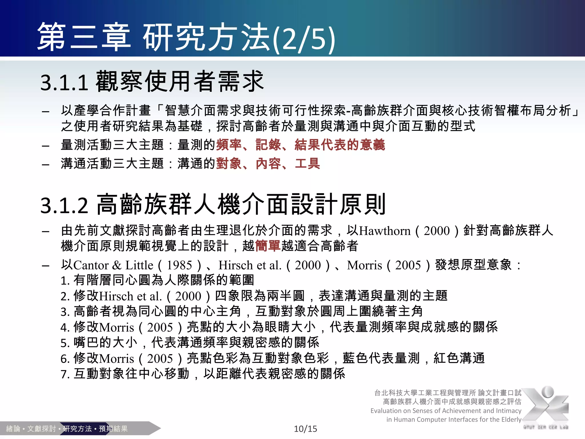 分析高齡族群人機介面與親密感的關係