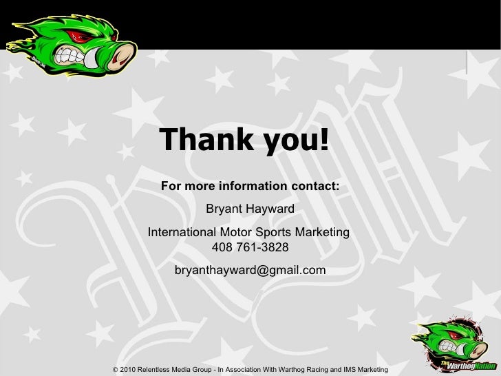 2010 Warthog Racing Prosposal For Sponsorship