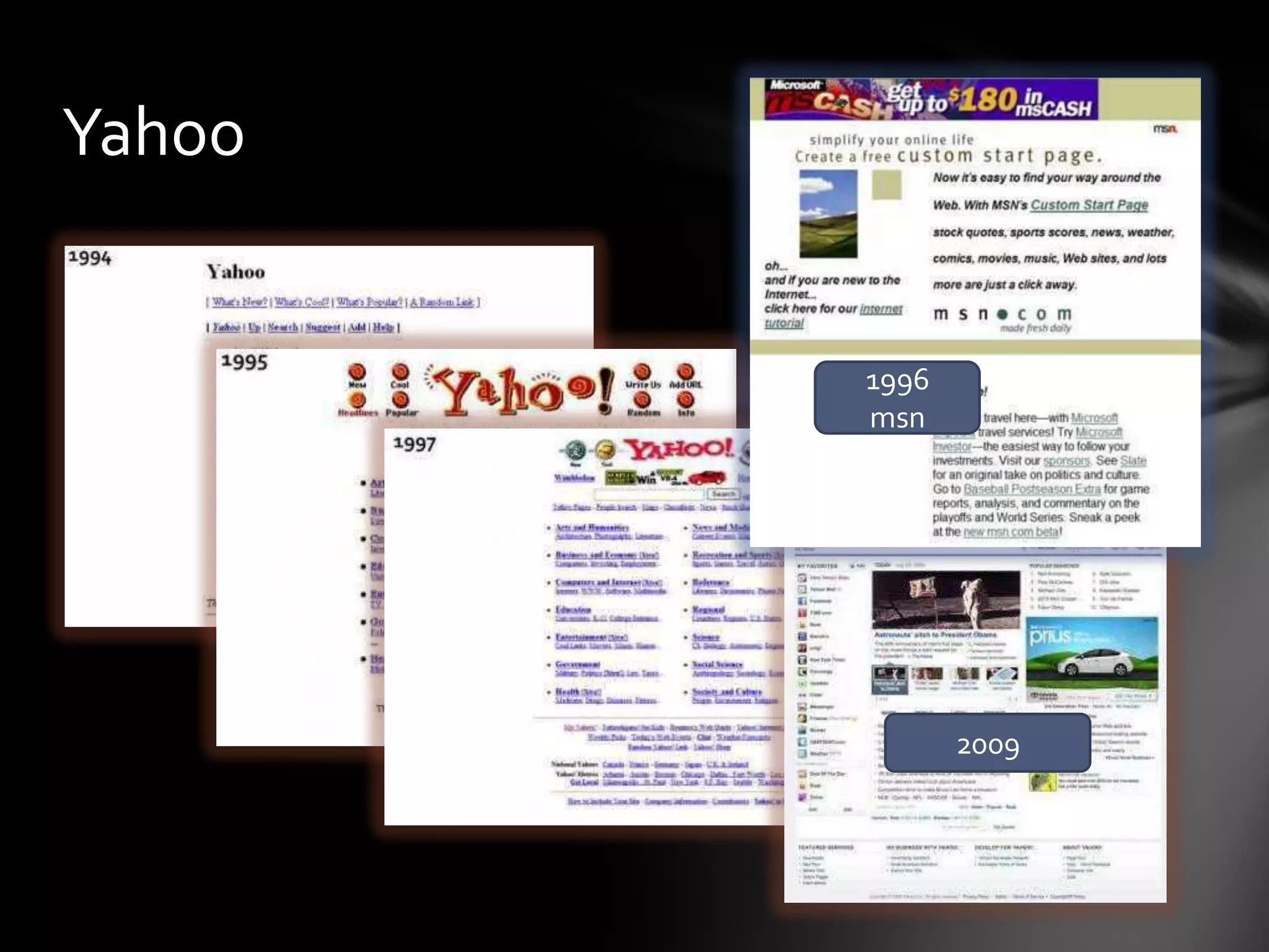Yahoo


        1996
        msn




               2009
 