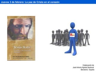 Jueves 3 de febrero: La paz de Cristo en el corazón Colaboración de: José Antonio Agreda Sandoval  Barcelona - España 