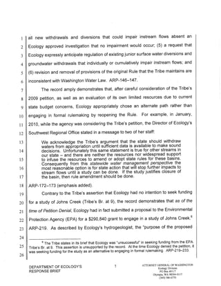 Squaxin Island Tribe v. Gregoire Ecology response brief