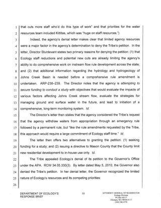 Squaxin Island Tribe v. Gregoire Ecology response brief