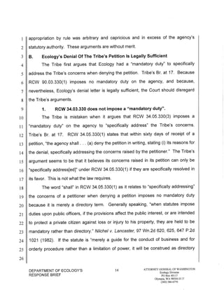 Squaxin Island Tribe v. Gregoire Ecology response brief