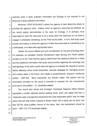 Squaxin Island Tribe v. Gregoire Ecology response brief