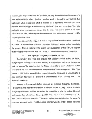 Squaxin Island Tribe v. Gregoire Ecology response brief
