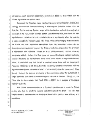 Squaxin Island Tribe v. Gregoire Ecology response brief