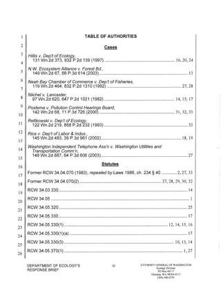 Squaxin Island Tribe v. Gregoire Ecology response brief