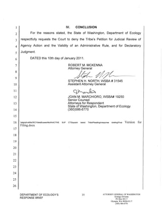 Squaxin Island Tribe v. Gregoire Ecology response brief