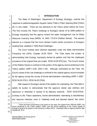 Squaxin Island Tribe v. Gregoire Ecology response brief