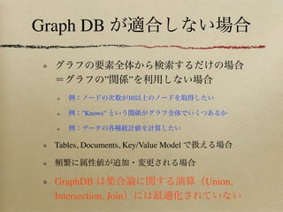 Graph DB

               ”       ”
                       10

         ”Knows”



  Tables, Documents, Key/Value Model



  GraphDB                              Union,
  Intersection, Join
 