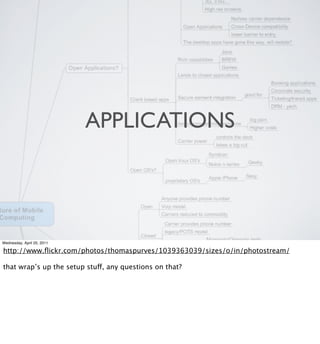 APPLICATIONS




Wednesday, April 20, 2011

http://www.ﬂickr.com/photos/thomaspurves/1039363039/sizes/o/in/photostream/

that wrap’s up the setup stuff, any questions on that?
 