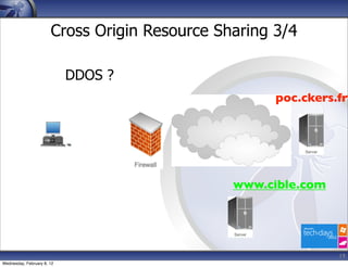 Cross Origin Resource Sharing 3/4

                            DDOS ?
                                                     poc.ckers.fr




                                               www.cible.com




                                                               19
Wednesday, February 8, 12
 