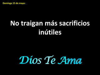 Domingo 15 de mayo: No traigan más sacrificios inútiles 