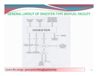 GENERAL LAYOUT OF DIGESTER-TYPE BIOFUEL FACILITY
Qualco Bio-energy: green power through partnership 24
 