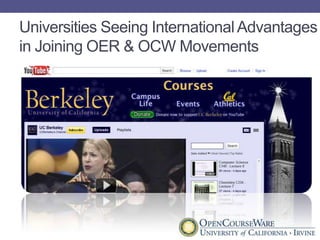 Universities Seeing International Advantages in Joining OER & OCW Movements