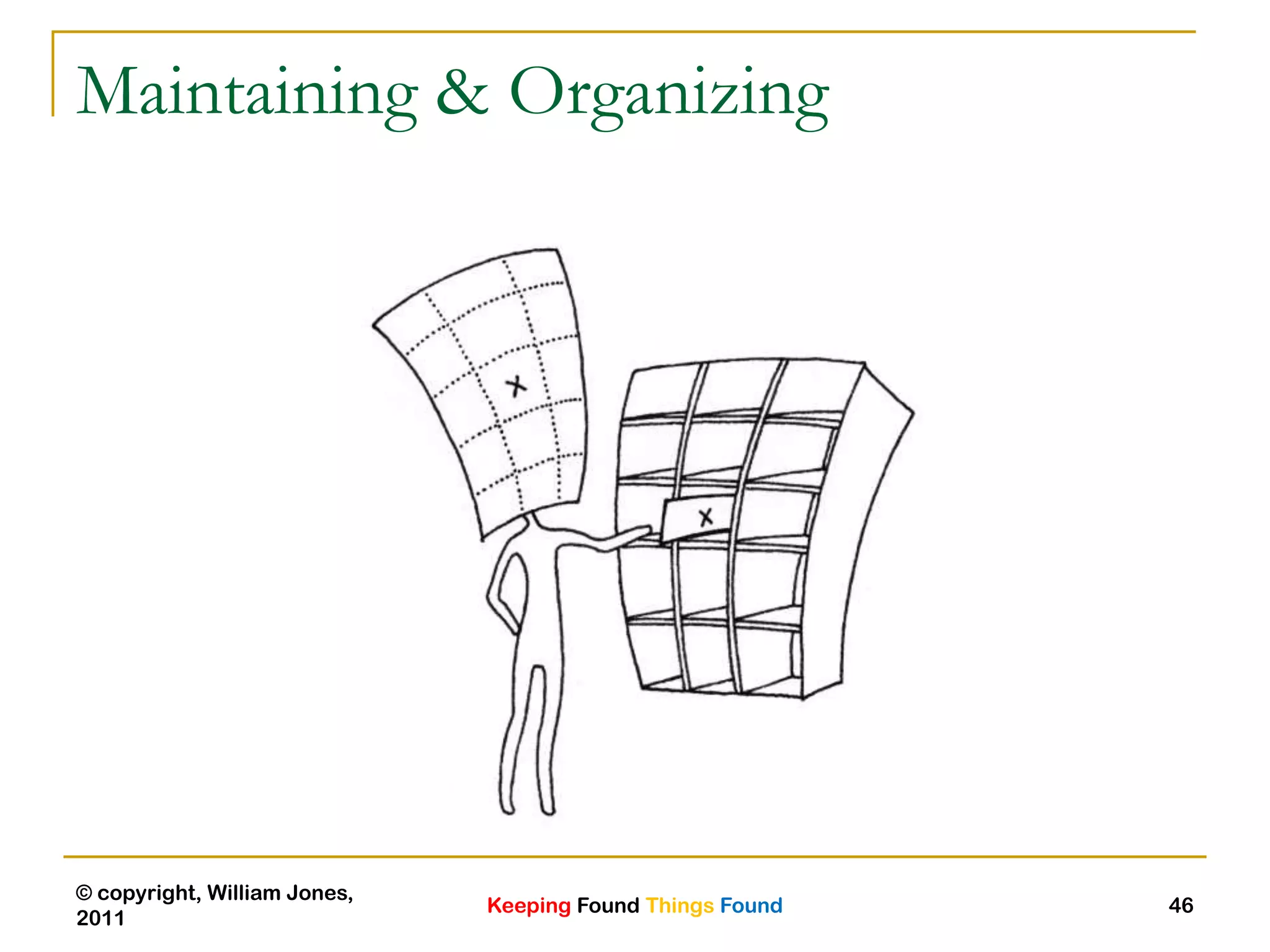 Keeping Found Things Found
© copyright, William Jones,
2011
46
Maintaining & Organizing
 